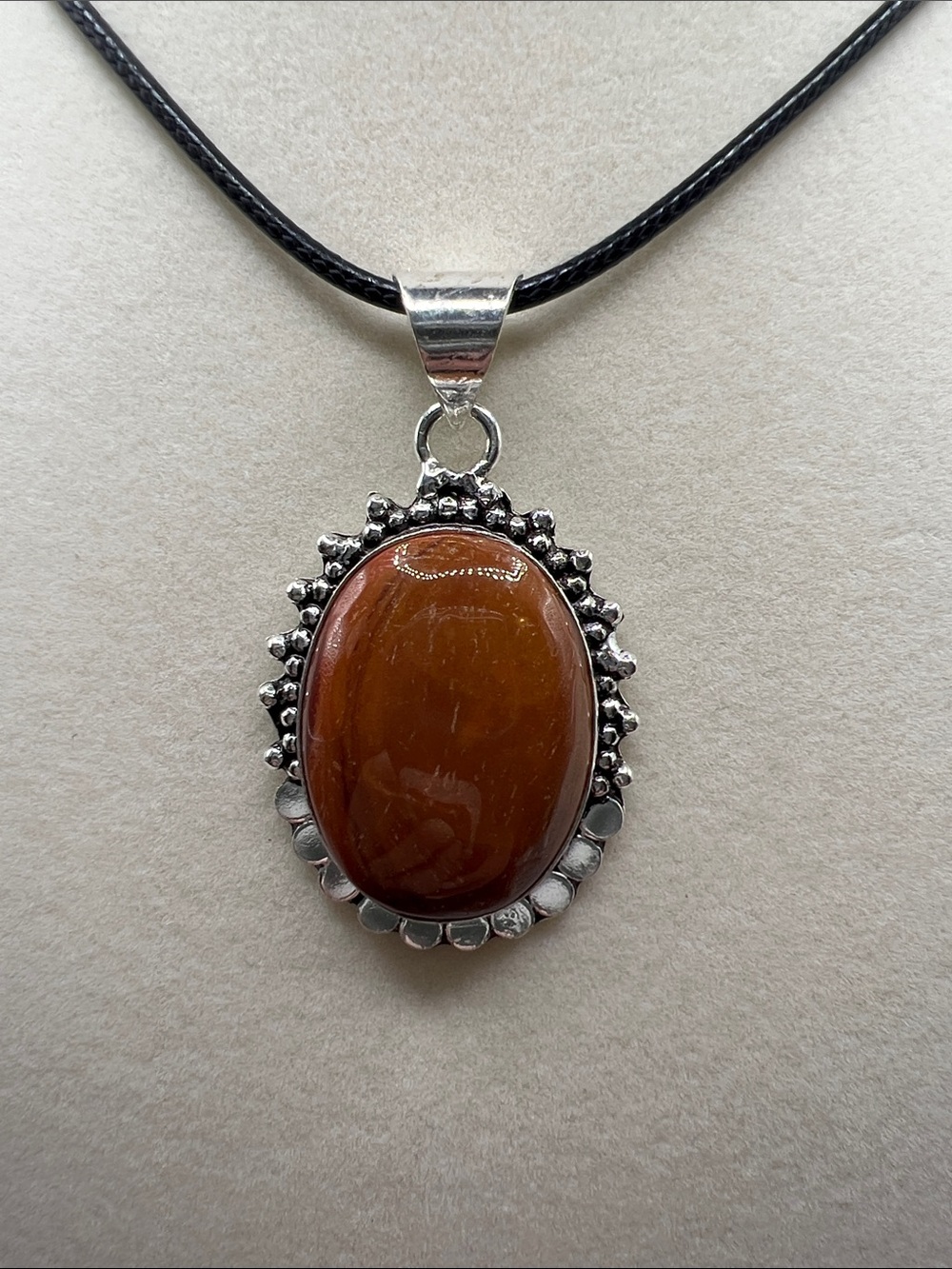 Red Jasper Oval Pendant Necklace